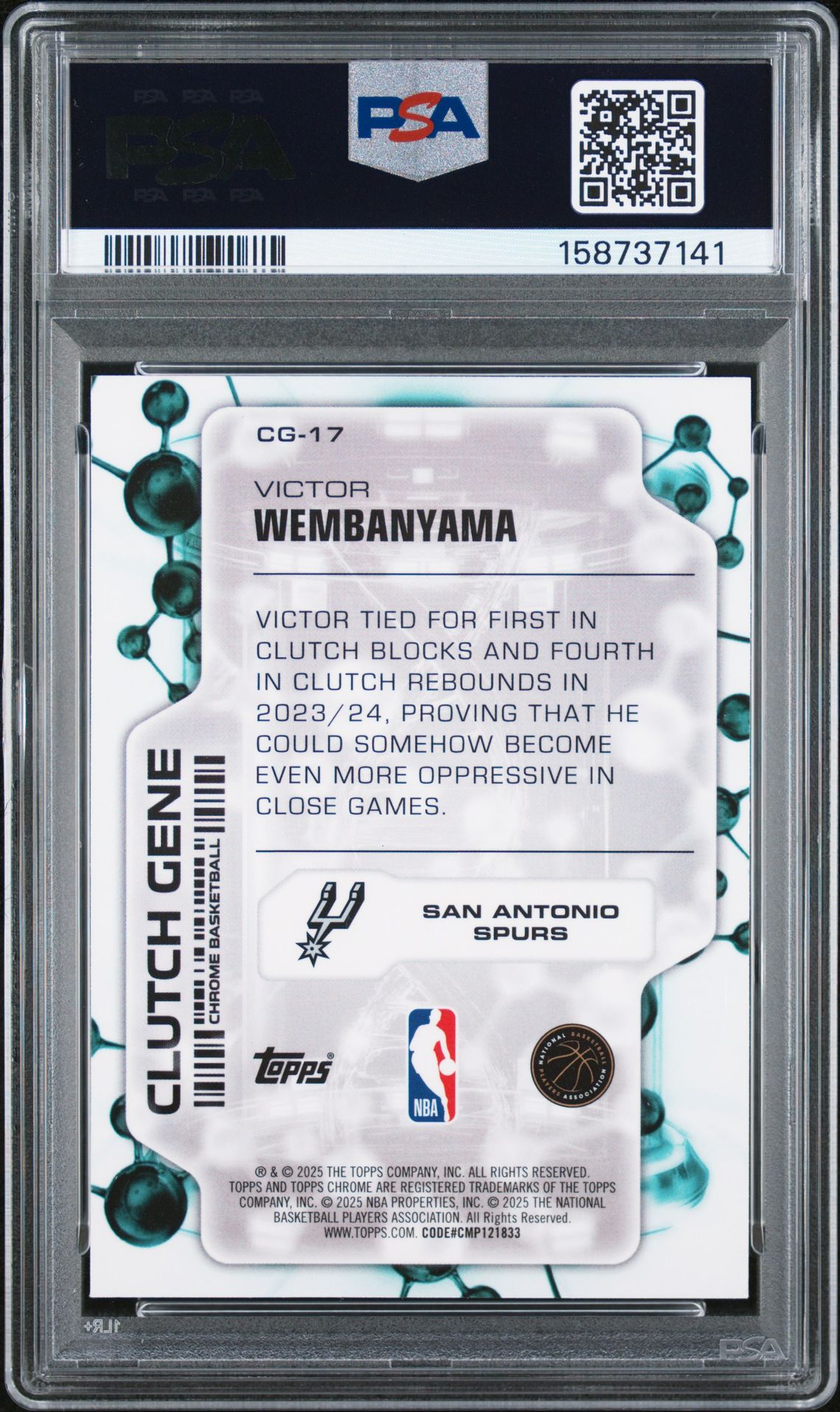 #CG-17 VICTOR WEMBANYAMA | 2025 TOPPS CHROME CLUTCH GENE — back